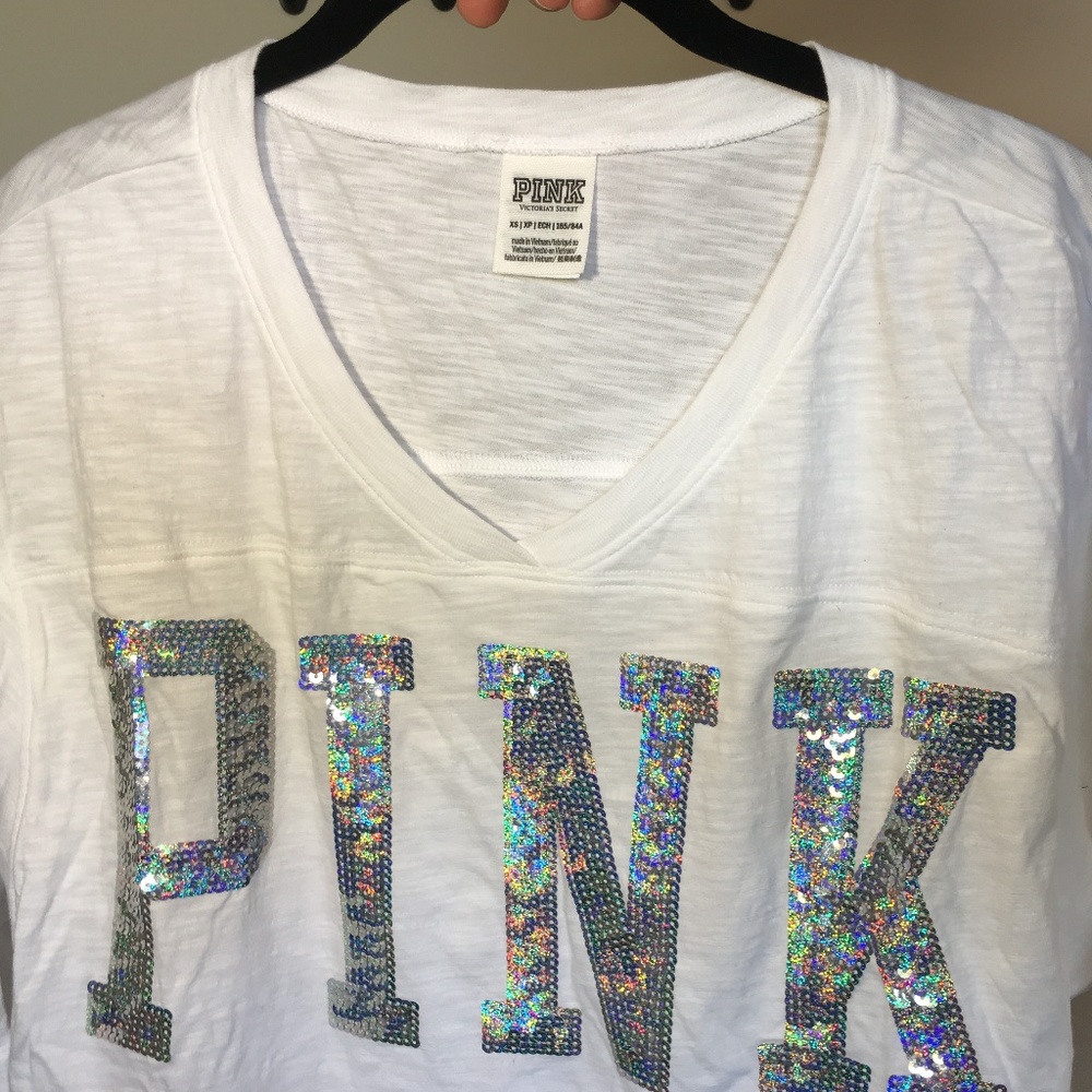 VS PINK Sequined Baseball Tee